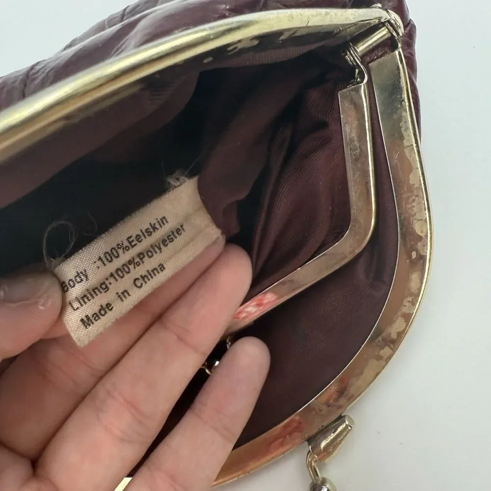 Lee Sands Eeelskin Deep Red Coin Pouch Travel
